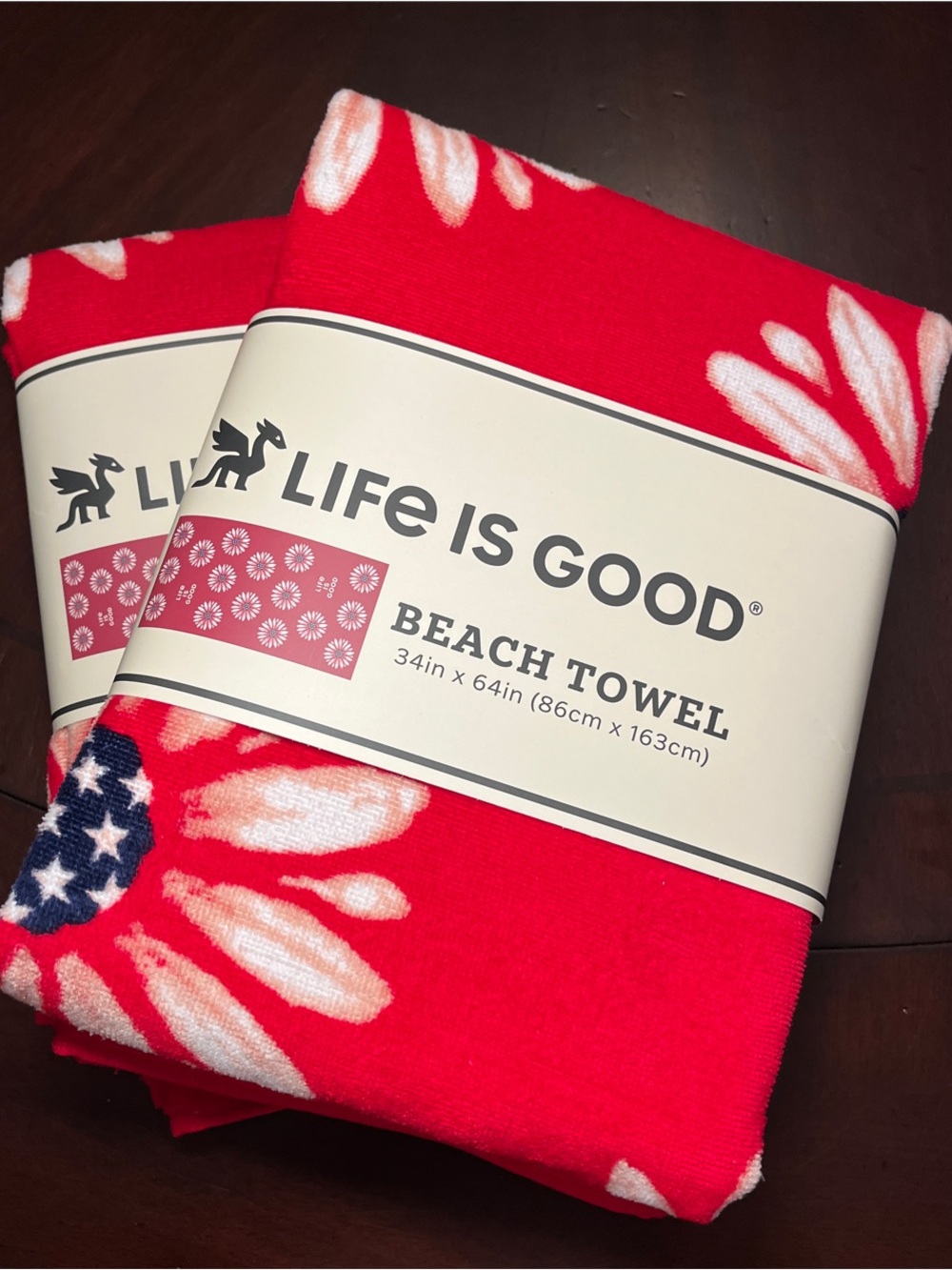 Life is Good Patriotic Floral Beach Towel (Pair)